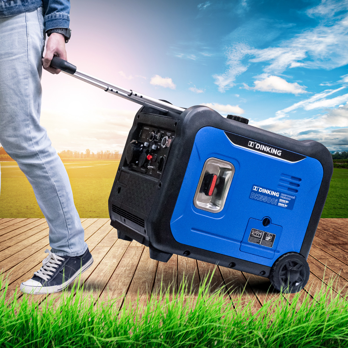 Генератор бензиновый инверторный Dinking DK5500i (5,5кВт, 230В/50Гц, DK180, бак 13,5л.АВР)