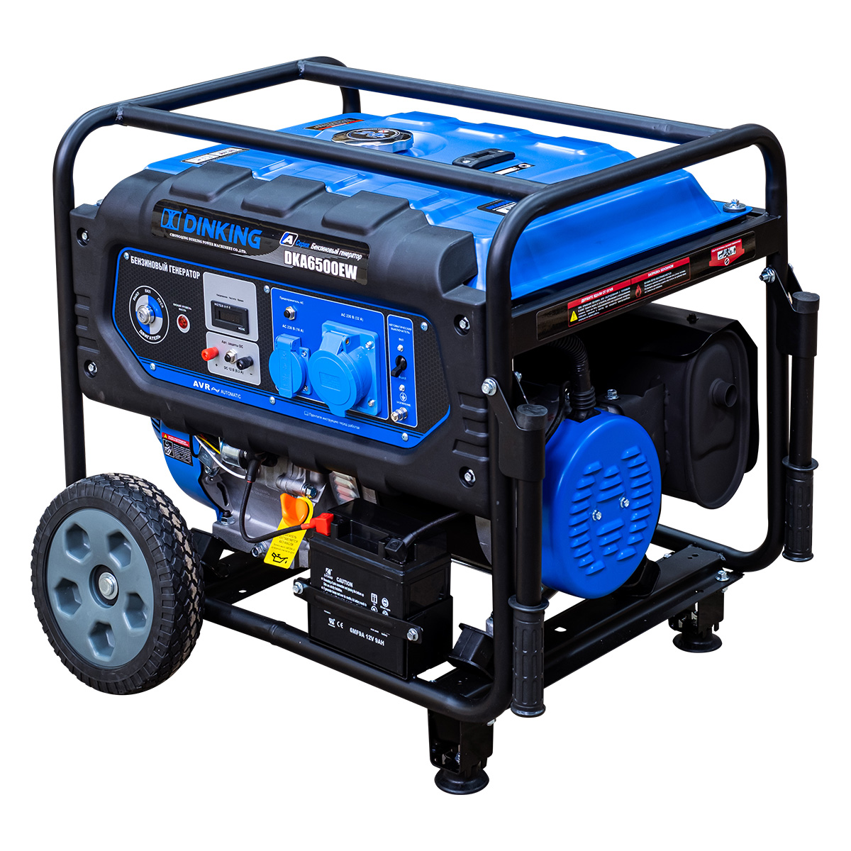 Генератор бензиновый Dinking DKA6500EW (6,5кВт, электростартер, 15лс, колёса)