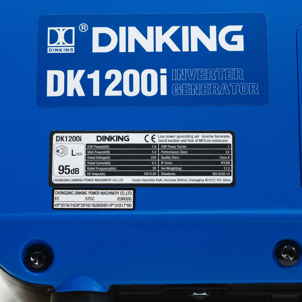 Генератор бензиновый инверторный Dinking DK1200i (1,2кВт, 230В/50Гц, DK145, бак 2,5л.)